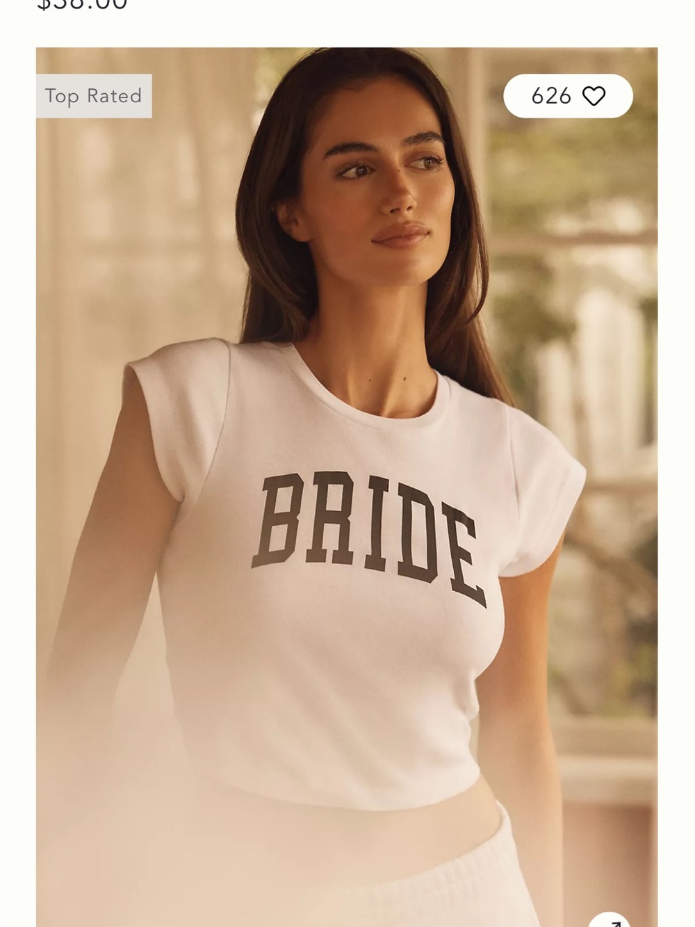 Anthropologie White BRIDE Baby Tee Shirt Crop Top - Size Small